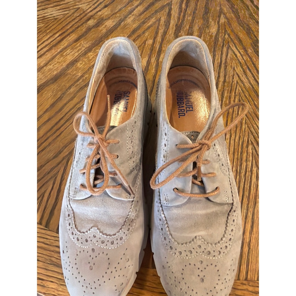 Samuel Hubbard Womens Grey Suede Wingtip Oxford‎ Shoes Orange Trim Portugal 5.5